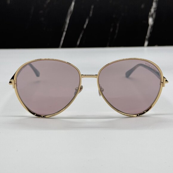 NEW TOM FORD TF1028 32Z WOMEN AVIATOR GOLD PINK SUNGLASSES TOM FORD RIO FT1028/S - Picture 3 of 12